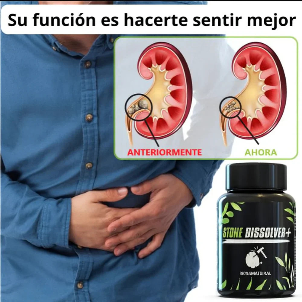 STONE DISSOLVER Suplemento Renal 100% Natural (TRATAMIENTO COMPLETO 2 UNIDADES 70 CAP CADA BOTE) + ENVIO GRATIS🎁