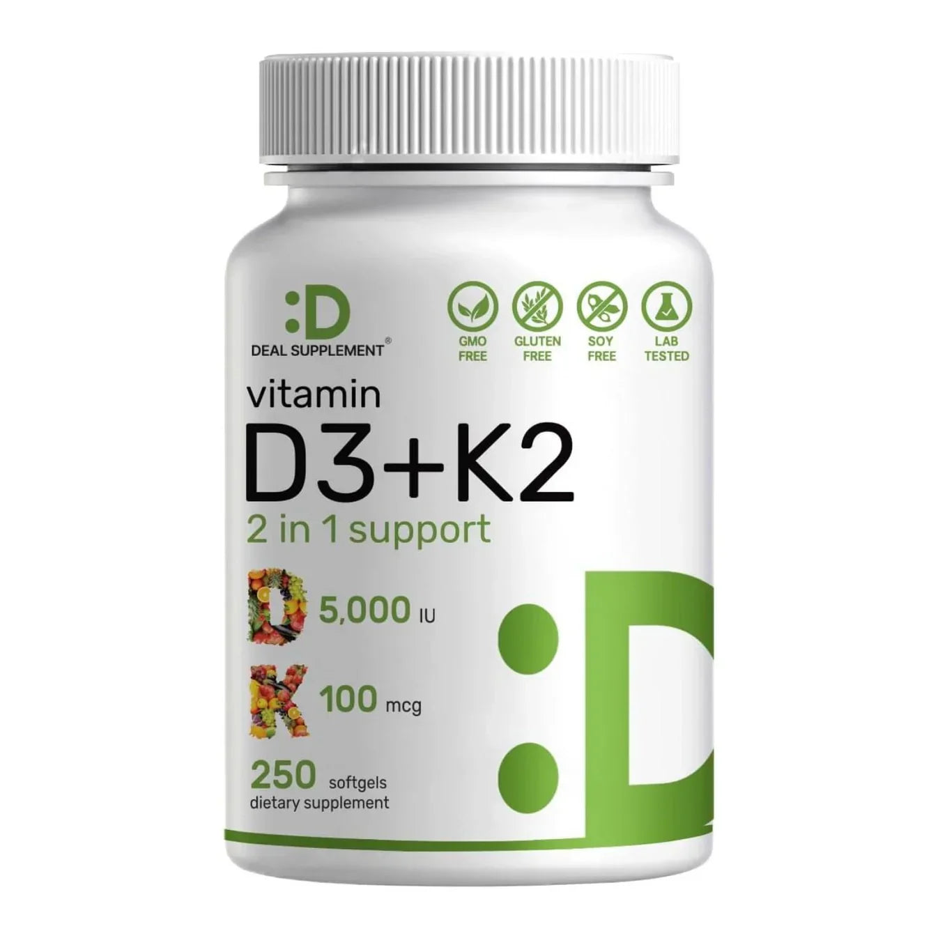 VITAMINA D3 K2 DEAL 5,000 IU 250 CAPSULAS + ENVIO GRATIS 🎁