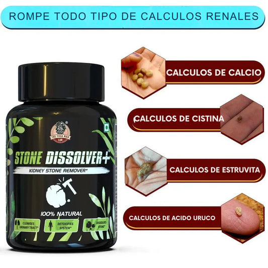 STONE DISSOLVER Suplemento Renal 100% Natural (TRATAMIENTO COMPLETO 2 UNIDADES 70 CAP CADA BOTE) + ENVIO GRATIS🎁